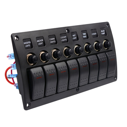 3Pin 8 Way Switches Combination Switch Panel with Light and Projector Lens for Car RV Marine Boat - Car Switches by buy2fix | Online Shopping UK | buy2fix