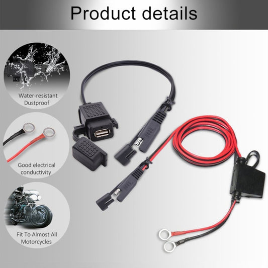 Motorcycle 5V 2.1A Waterproof USB Charger Kit SAE to USB Adapter, with Extension Harness by buy2fix