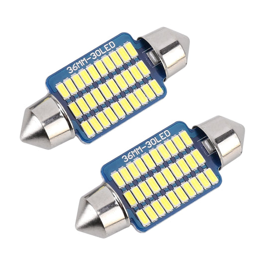 2 PCS 36mm DC12V / 1.5W / 6000K / 100LM 30LEDs SMD-3014 Car License Plate Light / Dome Light, with Decoder by buy2fix