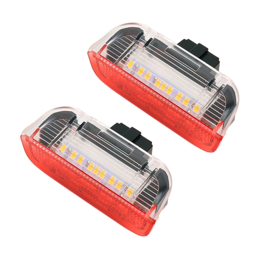 2 PCS LED Car DC 12V 1.6W Door Lights Lamps 18LEDs SMD-3528 Lamps for Volkswagen Golf 5 / 6, White Light + Red Light by buy2fix