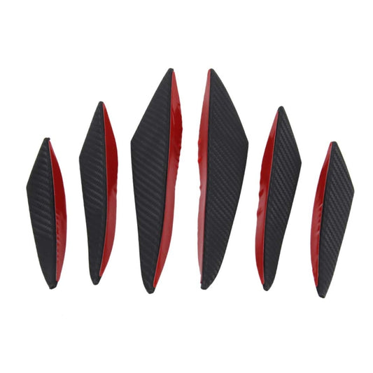 6 PCS Universal Carbon Fiber Style Car Front Bumper Body Spoiler Lip Splitter Protector Bar Strip Guard Sticker by buy2fix