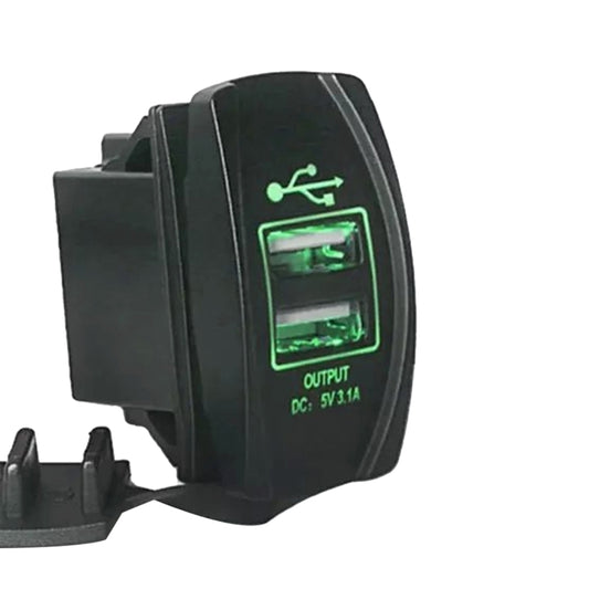 Car Motorcycle Dual USB Port Charge with Dustproof Cover and LED Light(Random Color Delivery) by buy2fix