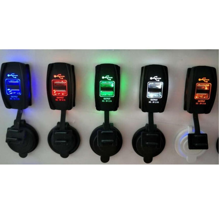 Car Motorcycle Dual USB Port Charge with Dustproof Cover and LED Light(Random Color Delivery) - DIY Modified Charger by buy2fix | Online Shopping UK | buy2fix