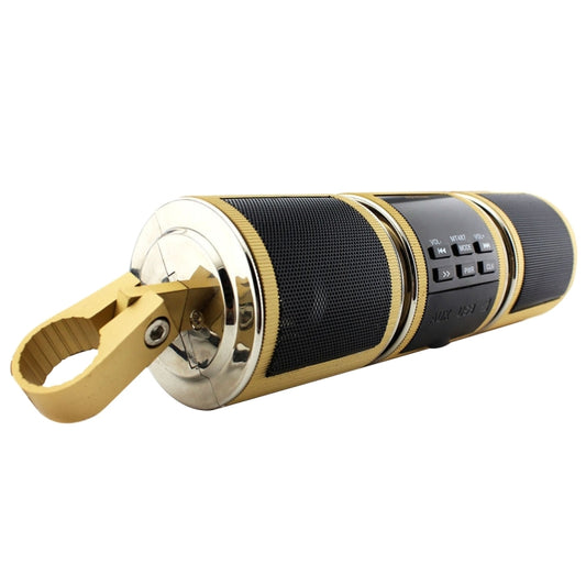 Motorcycle Waterproof Aluminum Shell Bluetooth Handle Stereo Speaker, Support BT/MP3/FM/TF(Gold) by buy2fix
