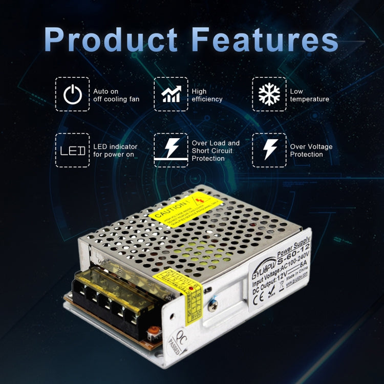 S-60-12 60W AC110/220V to DC 12V 5A Power Inverter Power converter - Step-down Transformer by buy2fix | Online Shopping UK | buy2fix