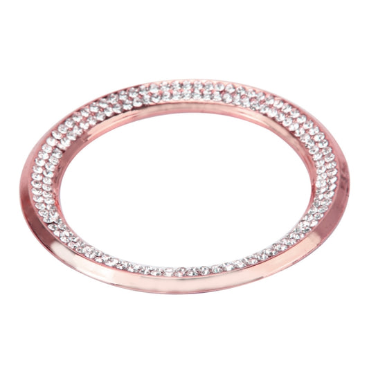 Car Aluminum Steering Wheel Decoration Ring with Diamonds For BMW(Rose Gold) by buy2fix