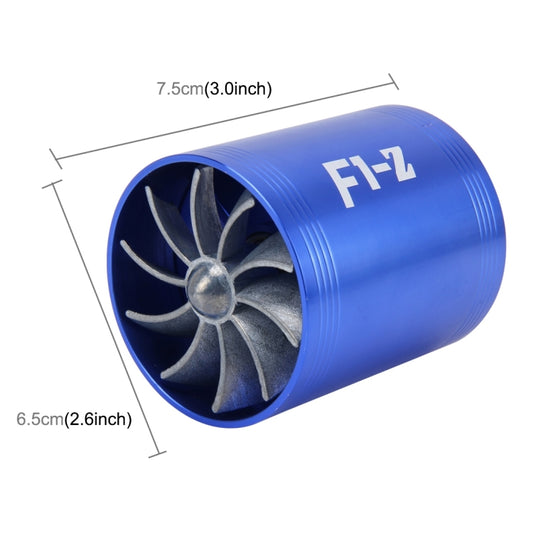 F1-Z Car Stainless Universal Supercharger Dual Double Turbine Air Intake Fuel Saver Turbo Turboing Charger Fan Set kit(Blue) - Engine Fittings by buy2fix | Online Shopping UK | buy2fix