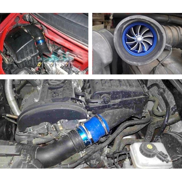 F1-Z Car Stainless Universal Supercharger Dual Double Turbine Air Intake Fuel Saver Turbo Turboing Charger Fan Set kit(Blue) - Engine Fittings by buy2fix | Online Shopping UK | buy2fix
