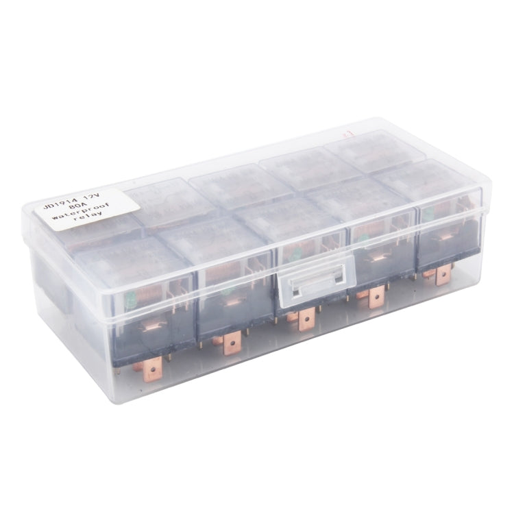 10 PCS JD-1914 80 AMP 12V Waterproof Car Auto Five Plugs Relay with Warning Light by buy2fix