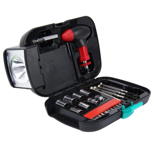 24 PCS Portable Flashlight Tool Box Set - Portable Auto, Home, Emergency Tool Kit with Flashlight - Hand Tool Sets by buy2fix | Online Shopping UK | buy2fix