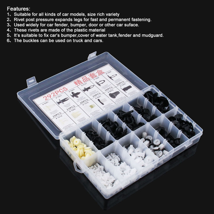 292 PCS Car Retainer Clips Assortment Car Panel Trim Plastic Fasteners Rivet Clips Set by buy2fix