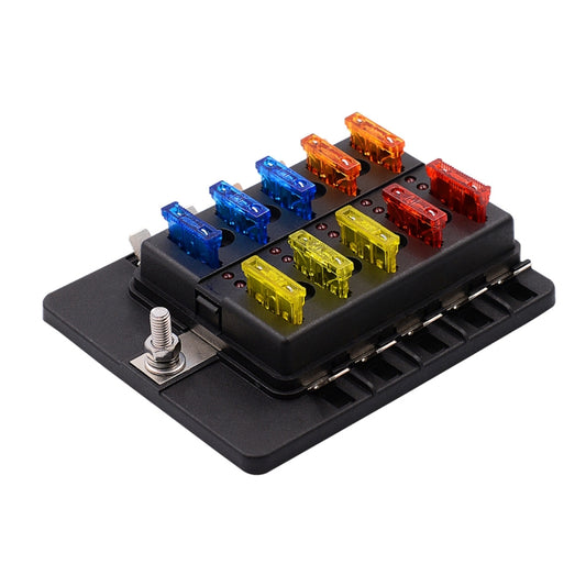 1 in 10 Out Fuse Box PC Terminal Block Fuse Holder Kits with LED Warning Indicator for Auto Car Truck Boat - Fuse by buy2fix | Online Shopping UK | buy2fix