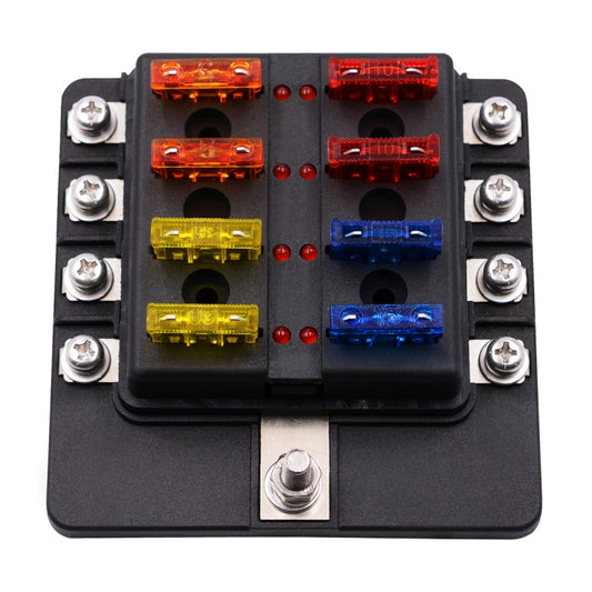 1 in 8 Out Fuse Box Screw Terminal Section Fuse Holder Kits with LED Warning Indicator for Auto Car Truck Boat - Fuse by buy2fix | Online Shopping UK | buy2fix