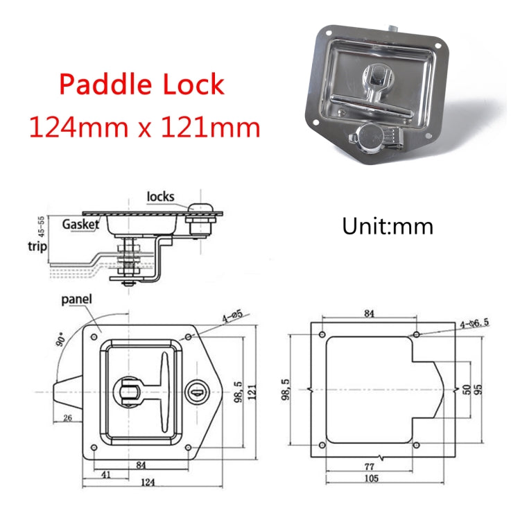 Folding T Handle Lock Stainless Steel Flush Mount Tool Box for Trailer / Yacht / Truck - Locks & Hasps by buy2fix | Online Shopping UK | buy2fix