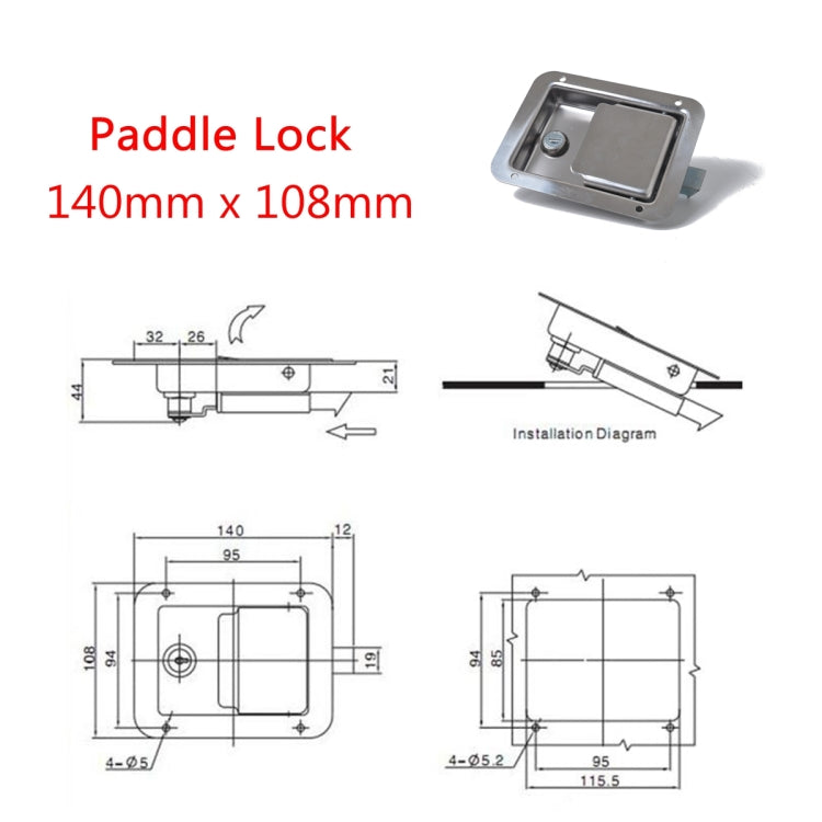 Stainless Steel Tool Box Lock Paddle Latch & Keys for Trailer / Yacht / Truck by buy2fix