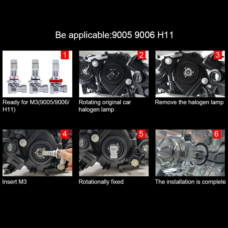 2 PCS M3 H8 / H9 / H11 DC9-32V / 17W / 6500K / 2000LM IP68 Car LED Headlight Lamps(Cool White) - LED Headlamps by buy2fix | Online Shopping UK | buy2fix
