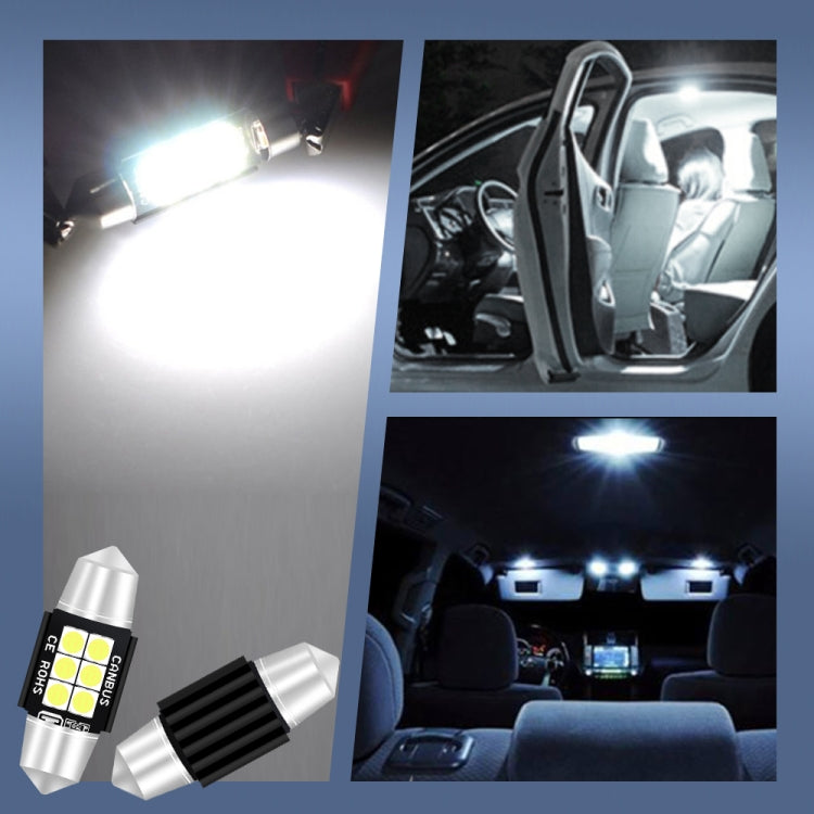 2 PCS 31mm DC12V-24V 3W 6000K 660LM 6LEDs SMD-3030 Car Reading Lamp / License Plate Light - License Plate Lights by buy2fix | Online Shopping UK | buy2fix