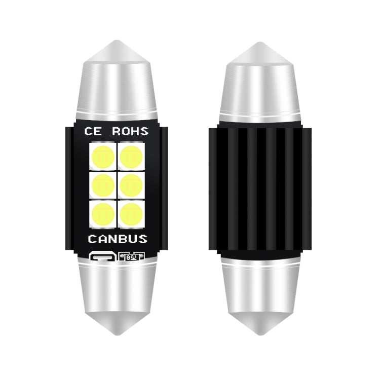 2 PCS 36mm DC12V-24V 3W 6000K 660LM 6LEDs SMD-3030 Car Reading Lamp / License Plate Light - License Plate Lights by buy2fix | Online Shopping UK | buy2fix