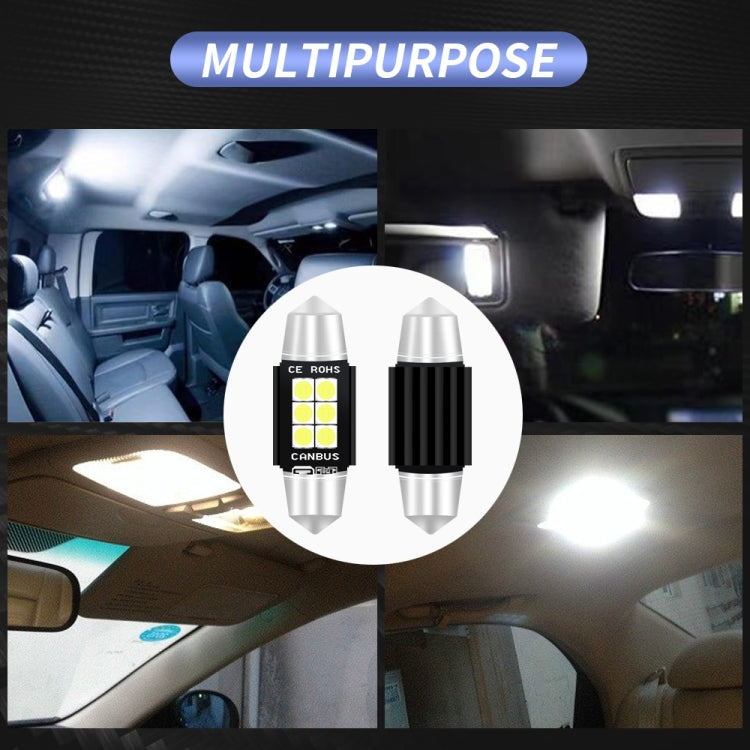 2 PCS 36mm DC12V-24V 3W 6000K 660LM 6LEDs SMD-3030 Car Reading Lamp / License Plate Light - License Plate Lights by buy2fix | Online Shopping UK | buy2fix