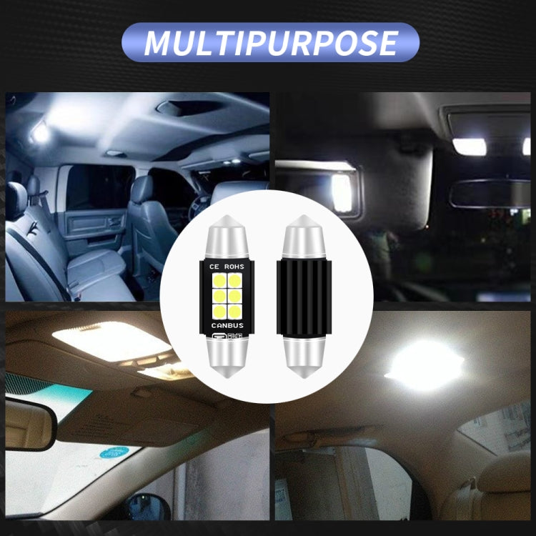 2 PCS 39mm DC12V-24V 3W 6000K 660LM 6LEDs SMD-3030 Car Reading Lamp / License Plate Light - License Plate Lights by buy2fix | Online Shopping UK | buy2fix