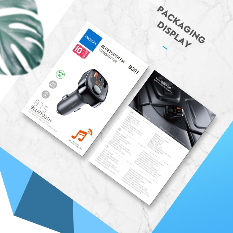 ROCK B301 Dual USB + PD Bluetooth 5.0 FM Transmitter & Car Charger, Support TF Card / U-disk(Black) by ROCK