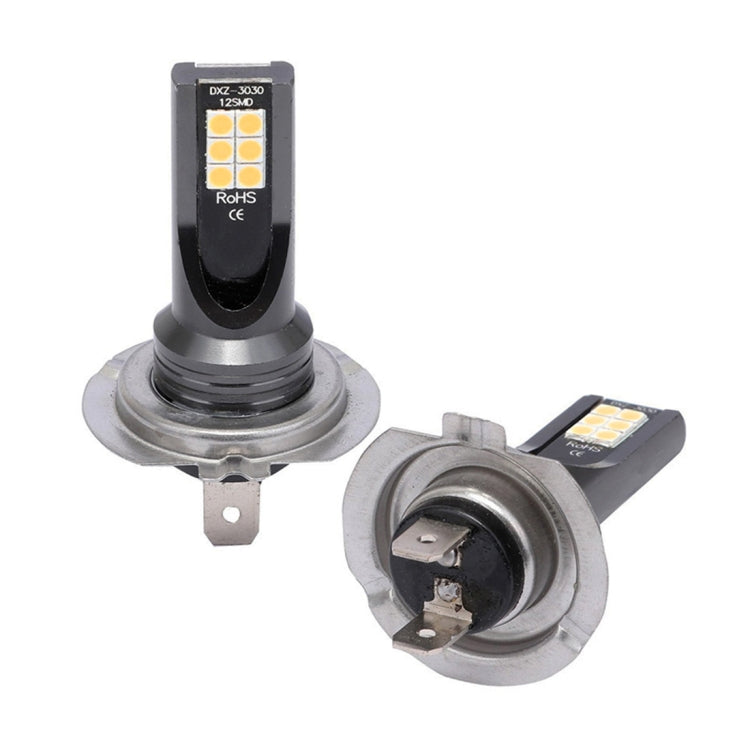 2 PCS H7 DC12V-24V / 12W / 3000K / 800LM 12LEDs SMD-3030 Car LED Fog Light (Yellow Light) - Fog / Driving Lights by buy2fix | Online Shopping UK | buy2fix
