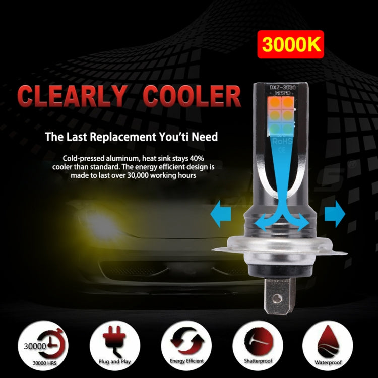 2 PCS H7 DC12V-24V / 12W / 3000K / 800LM 12LEDs SMD-3030 Car LED Fog Light (Yellow Light) - Fog / Driving Lights by buy2fix | Online Shopping UK | buy2fix