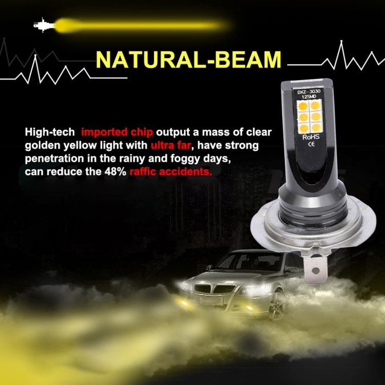 2 PCS H7 DC12V-24V / 12W / 3000K / 800LM 12LEDs SMD-3030 Car LED Fog Light (Yellow Light) - Fog / Driving Lights by buy2fix | Online Shopping UK | buy2fix