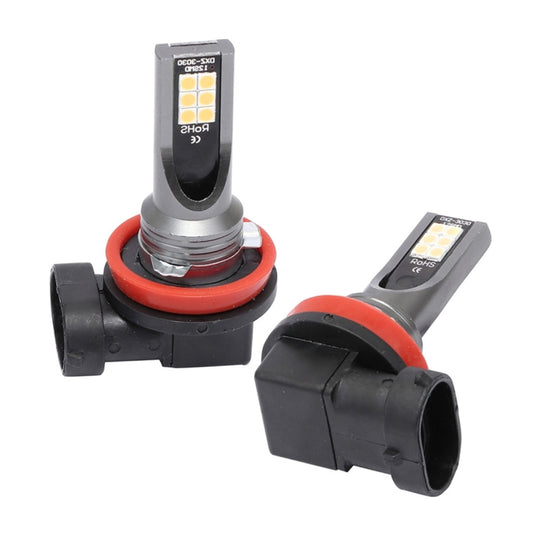 2 PCS H11 / H8 DC12V-24V / 12W / 3000K / 800LM 12LEDs SMD-3030 Car LED Fog Light (Yellow Light) - Fog / Driving Lights by buy2fix | Online Shopping UK | buy2fix