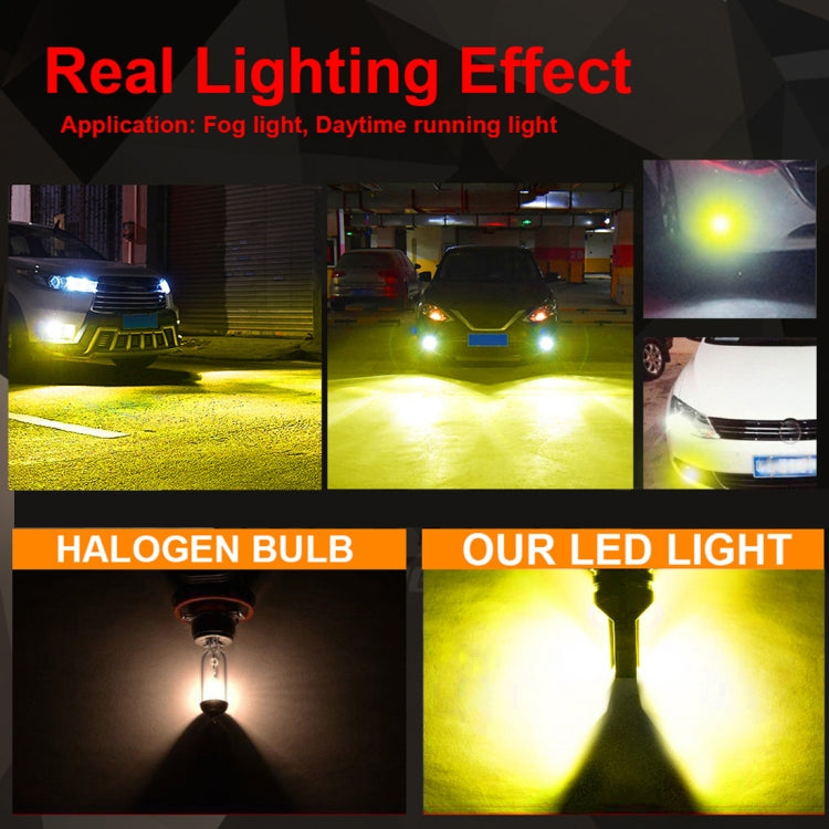 2 PCS H11 / H8 DC12V-24V / 12W / 3000K / 800LM 12LEDs SMD-3030 Car LED Fog Light (Yellow Light) - Fog / Driving Lights by buy2fix | Online Shopping UK | buy2fix