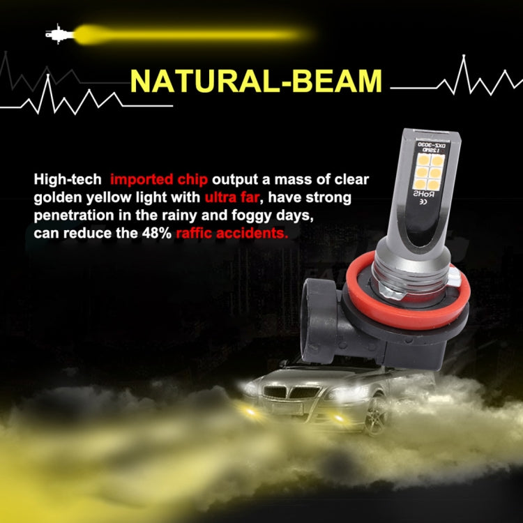 2 PCS H11 / H8 DC12V-24V / 12W / 3000K / 800LM 12LEDs SMD-3030 Car LED Fog Light (Yellow Light) - Fog / Driving Lights by buy2fix | Online Shopping UK | buy2fix