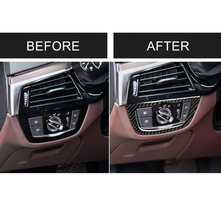Car Carbon Fiber Headlight Switch Frame Decorative Sticker for BMW 5 Series G38 528Li / 530Li / 540Li 2018 by buy2fix