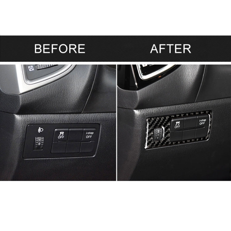 Car Carbon Fiber Headlight Adjustment Frame Decorative Sticker for Mazda Axela 2014 / 2017-2018, Left Drive by buy2fix