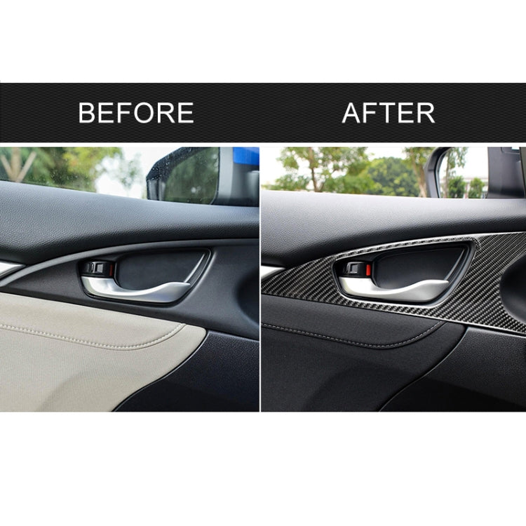 2 PCS Car Carbon Fiber Door Inner Handle Wrist Panel Decorative Sticker for Honda Tenth Generation Civic 2016-2019 by buy2fix
