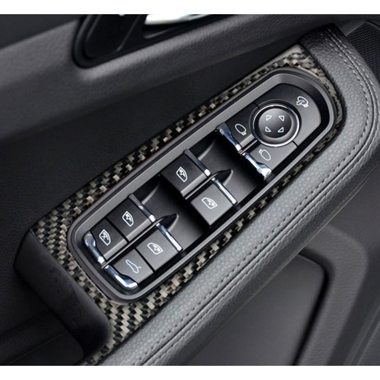 4 PCS Carbon Fiber Car Window Button Panel Decorative Sticker for Porsche Macan - Car Interior Mouldings by buy2fix | Online Shopping UK | buy2fix