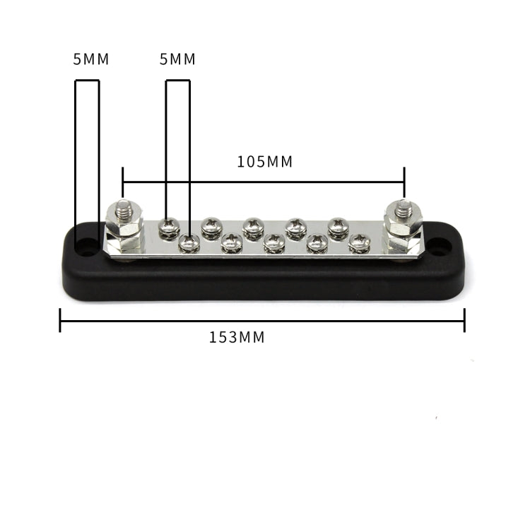 10 Way Power Distribution Bus Bar 10-bit Single Distribution Box for Car / RV / Boat - Booster Cable & Clip by buy2fix | Online Shopping UK | buy2fix