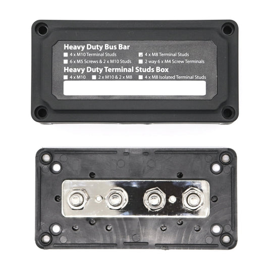 Max DC 48V 300A Heavy-Duty Module Design Bus Bar 4 M8 Terminal Studs Box Busbar for Car / RV / Boat by buy2fix