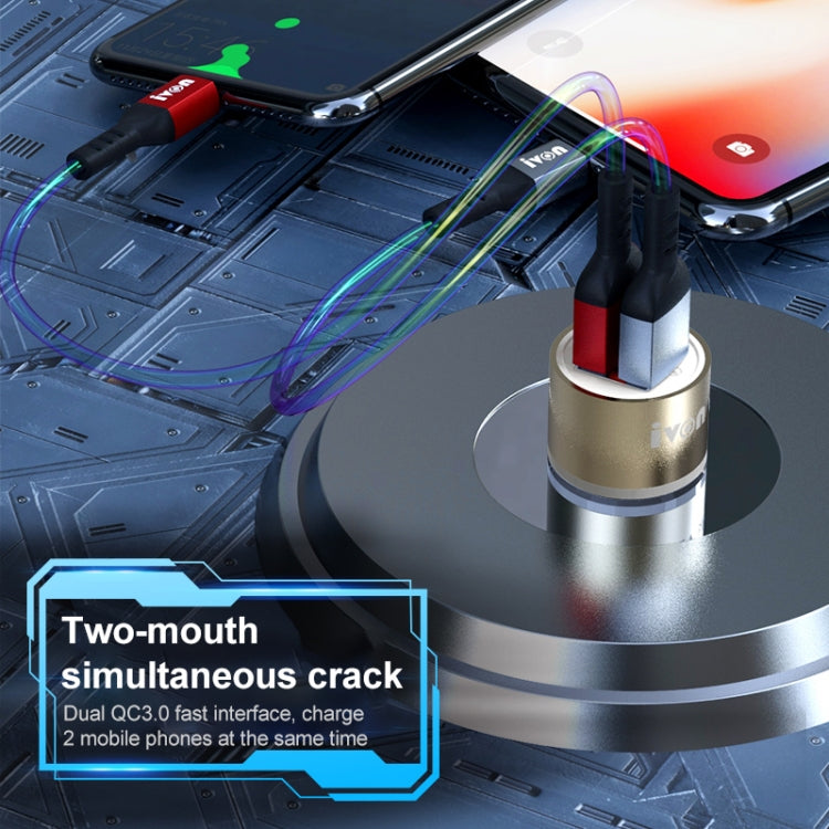 IVON CC33 36W 6A Dual QC 3.0 USB Full Metal Car Charger by IVON