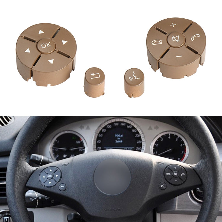 1 Pair Car Steering Wheel Switch Buttons Panel for Mercedes-Benz W204 2007-2014, Left Driving(Beige) - Car Switches by buy2fix | Online Shopping UK | buy2fix