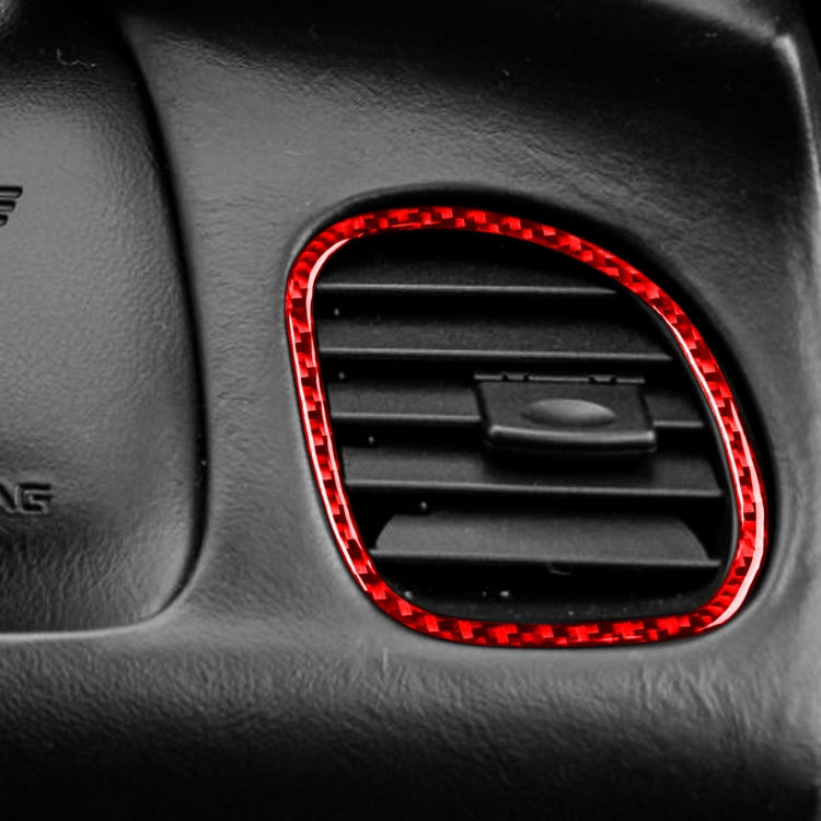 2 in 1 Carbon Fiber Car Front Passenger Seat Air Outlet Ring Sticker for Chevrolet Corvette C5 1998-2004, Left Drive(Red) - Car Interior Mouldings by buy2fix | Online Shopping UK | buy2fix