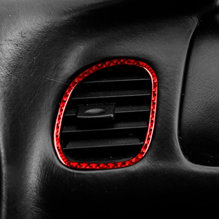 2 in 1 Carbon Fiber Car Front Passenger Seat Air Outlet Ring Sticker for Chevrolet Corvette C5 1998-2004, Left Drive(Red) - Car Interior Mouldings by buy2fix | Online Shopping UK | buy2fix