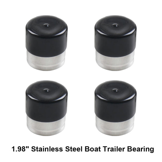 4 in 1 1.98 inch Stainless Steel Boat Trailer Hub Bearings with Protective Covers - Tire Valve Caps by buy2fix | Online Shopping UK | buy2fix