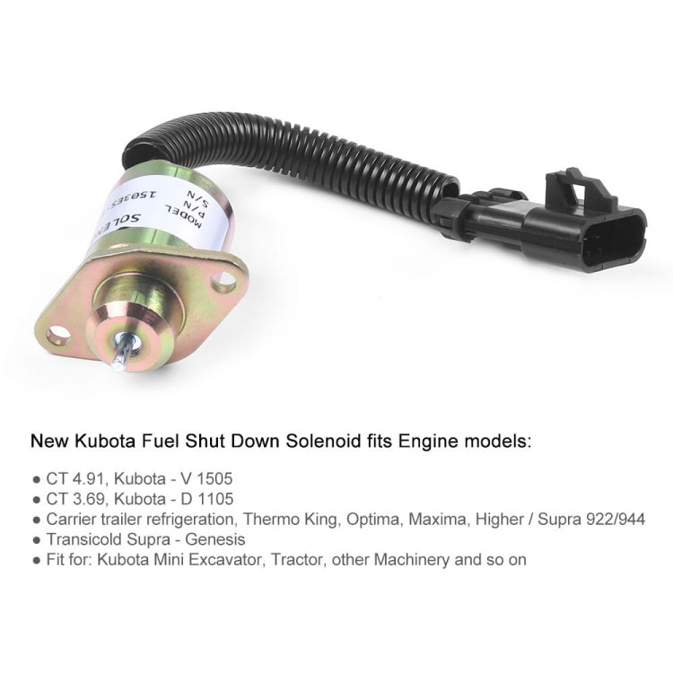 Excavator Fuel Shutdown Shut Off Solenoid Valve for Kubota V1505 R90 1503ES-12A5UC9S - Engine Fittings by buy2fix | Online Shopping UK | buy2fix