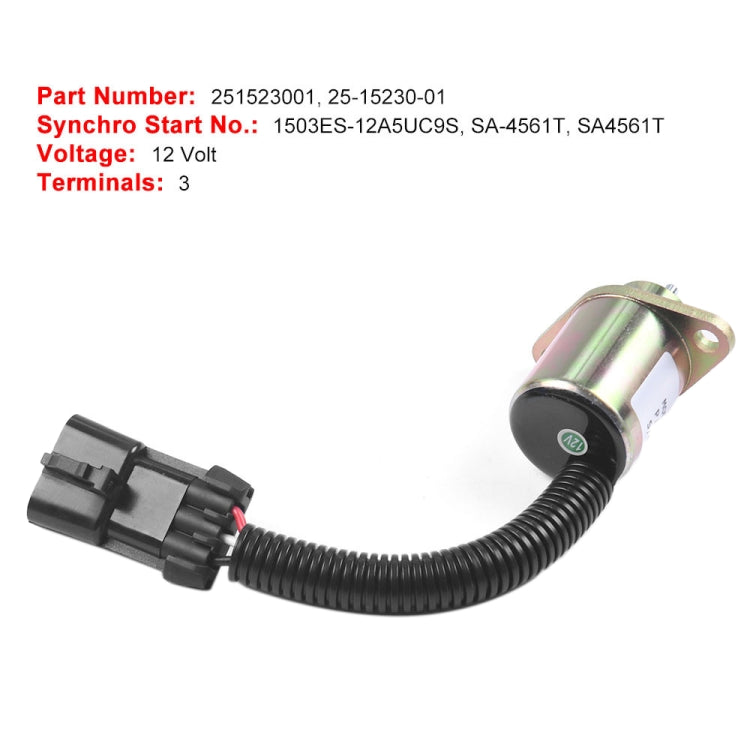 Excavator Fuel Shutdown Shut Off Solenoid Valve for Kubota V1505 R90 1503ES-12A5UC9S - Engine Fittings by buy2fix | Online Shopping UK | buy2fix
