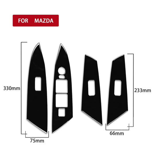 For Mazda 3 Axela 2010-2013 4 in 1 Car Window Lift Panel Decorative Sticker, Right Drive by buy2fix
