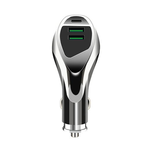 WLX-K1 QC3.0 Dual USB + Type-C Triple Car Charger (Silver) by buy2fix