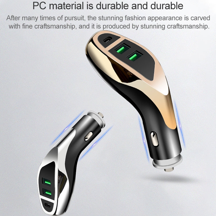 WLX-K1 QC3.0 Dual USB + Type-C Triple Car Charger (Silver) - Car Charger by buy2fix | Online Shopping UK | buy2fix