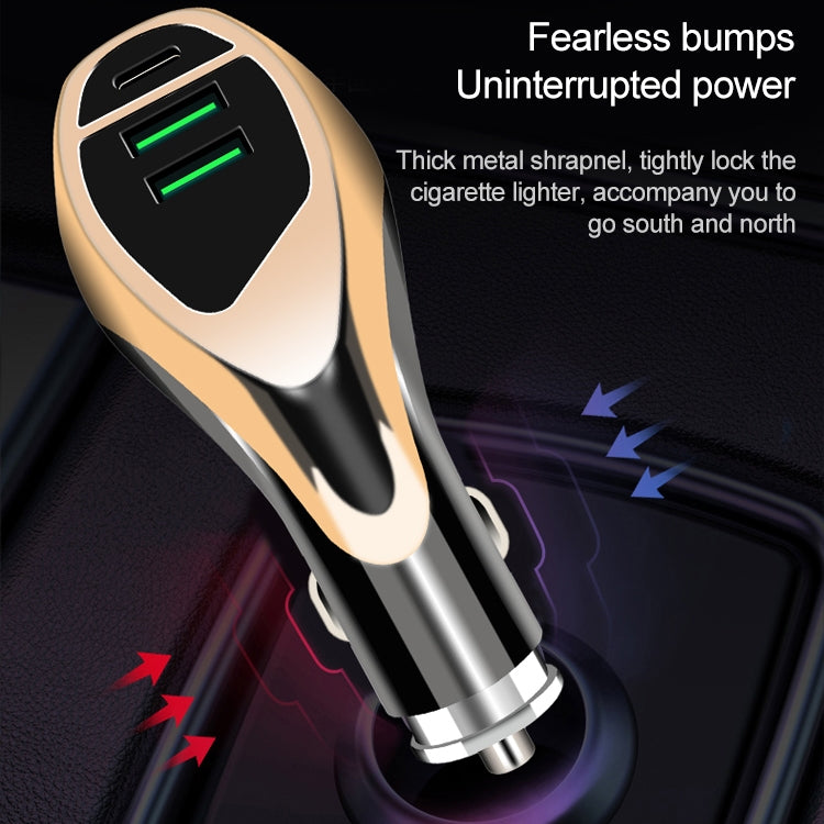 WLX-K1 QC3.0 Dual USB + Type-C Triple Car Charger (Silver) - Car Charger by buy2fix | Online Shopping UK | buy2fix