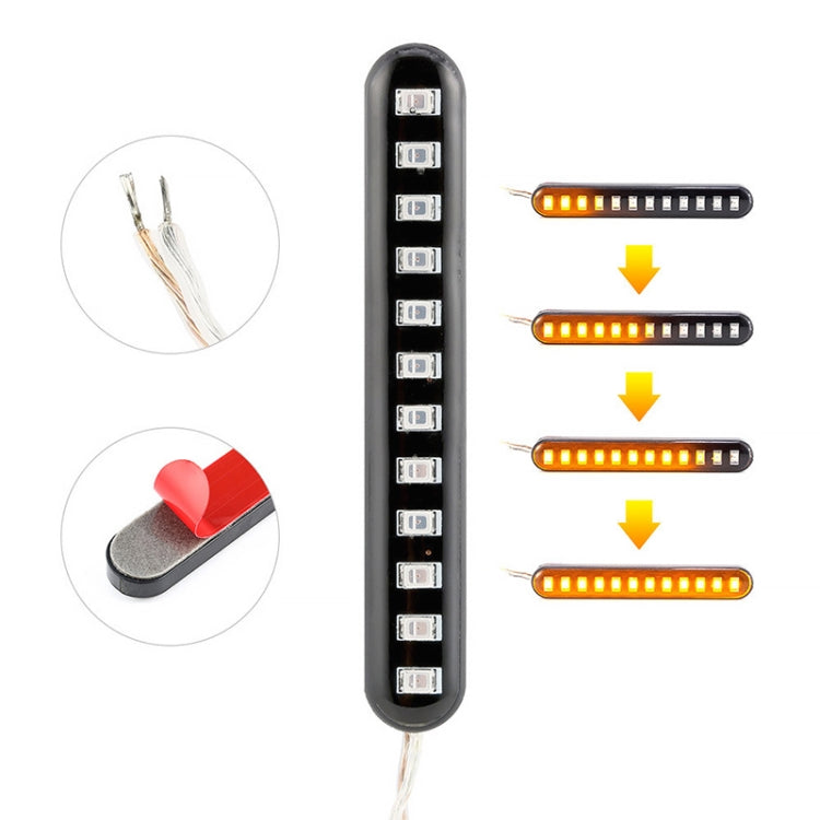 1 Pair Motorcycle 12LED Running Water Turn License Plate Light - Signal Lights by buy2fix | Online Shopping UK | buy2fix