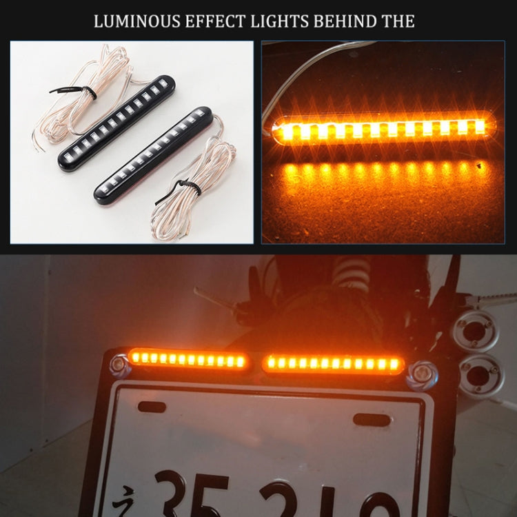 1 Pair Motorcycle 12LED Running Water Turn License Plate Light - Signal Lights by buy2fix | Online Shopping UK | buy2fix